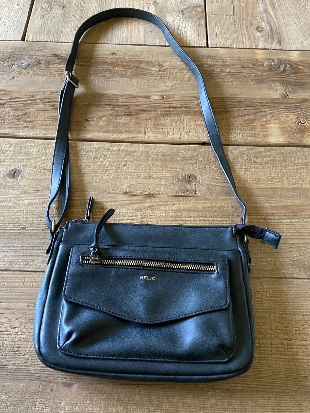 relic crossbody purse black handbag, black relic shoulder bag, minimalist